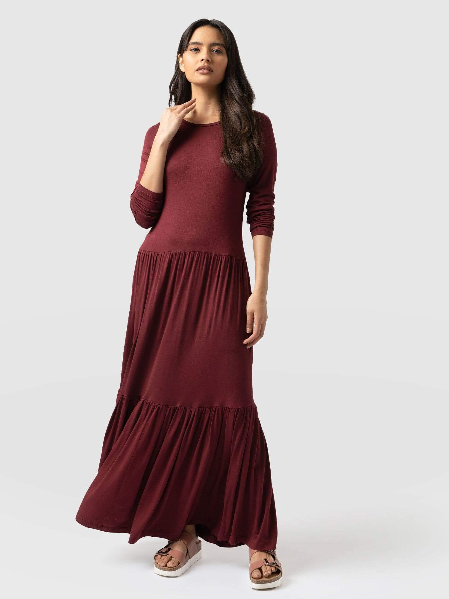 Greenwich Dress Long Sleeve - Burgundy